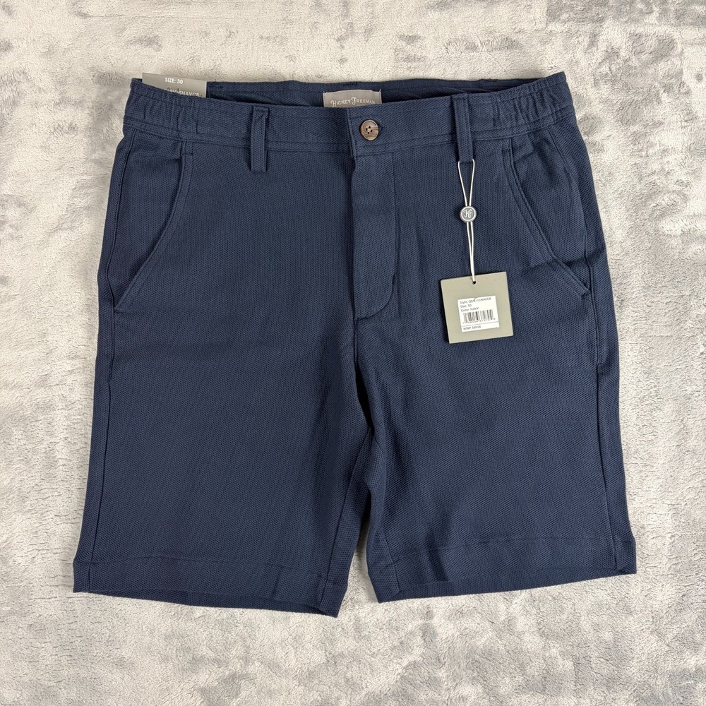 Hickey Freeman Mens Size 30 Classic Fit Golf Shorts NWT Navy Blue Cotton